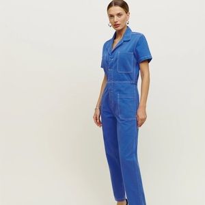 Reformation Blue Morgan Twill Jumpsuit | Size: 0